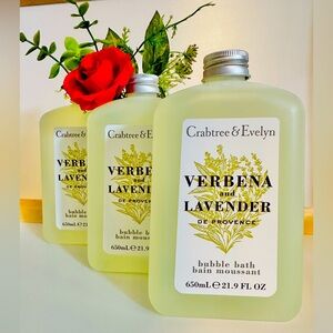 Crabtree & Evelyn Bubble Bath 21.9oz 3 Pack Bundle - Verbena & Lavender